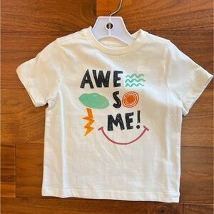 Gymboree White and Black Short Sleeve Tee with Graphic Design